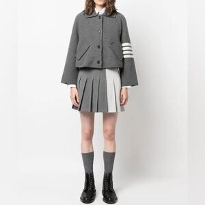 Thom Browne Boiled Wool Milano 4-BAR Cropped Car Coat EU36 SMALL